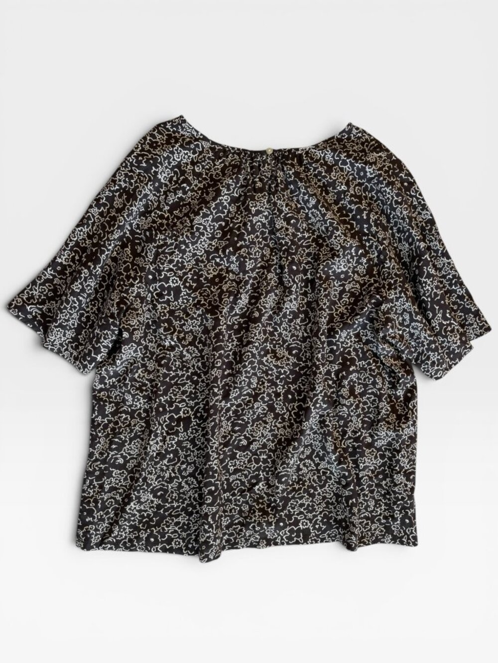 LOFT Outlet Brown Floral Print Peasant Blouse Boho Cottagecore Size L - Picture 3 of 12
